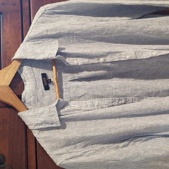 Quince 100% European Linen Stripe button down shirt Sz Medium - Picture 4 of 4